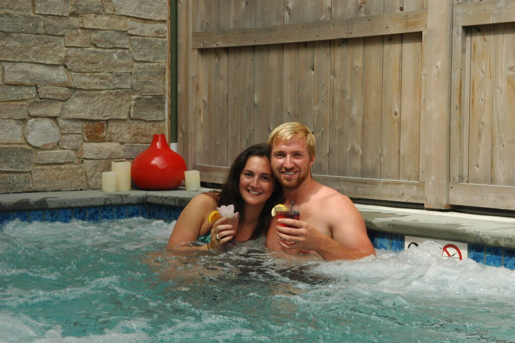 A couple in a hot tub