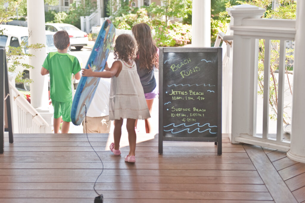 Children running towards summer fun