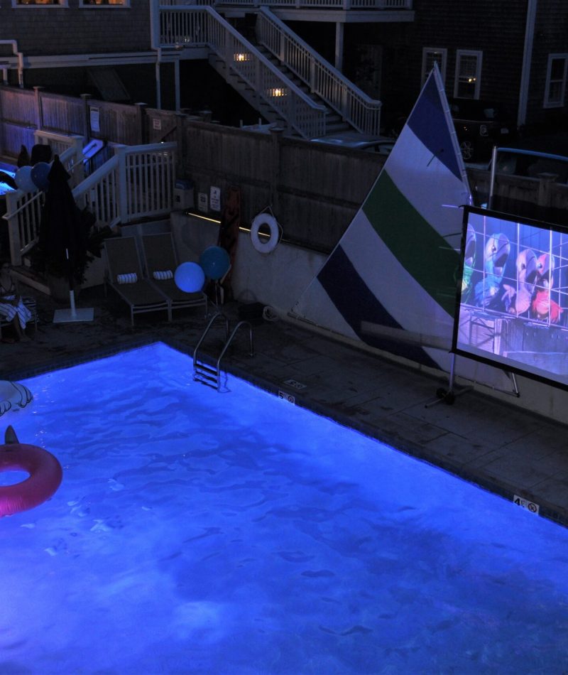 A hot tub at night